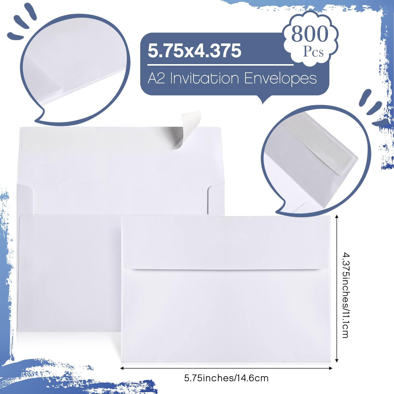 Fainne 800 Pcs White Envelopes Self Adhesive Printable Envelope Bulk for Invitation, Wedding, Baby Shower, Photography, Thank Note, Postcard, Greeting Card, Mailing, Graduation (A2 5.75 x 4.375 Inch)