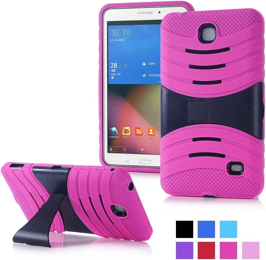 AnyShock Dual Protection Heavy-Duty Shockproof Drop Resistance Impact Armor Hybrid Defender Case with Kick Stand for Samsung Galaxy Tab 4 7.0 Case (Pink)