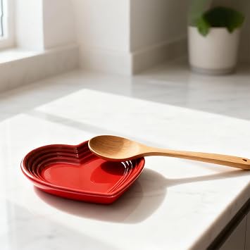 Heart Spoon Rest Cute Heart Shaped Spoon Rest for Kitchen Counter, Stylish & Practical Spoon Holder for Cooking, Ideal for Heart Shaped Kitchen Items