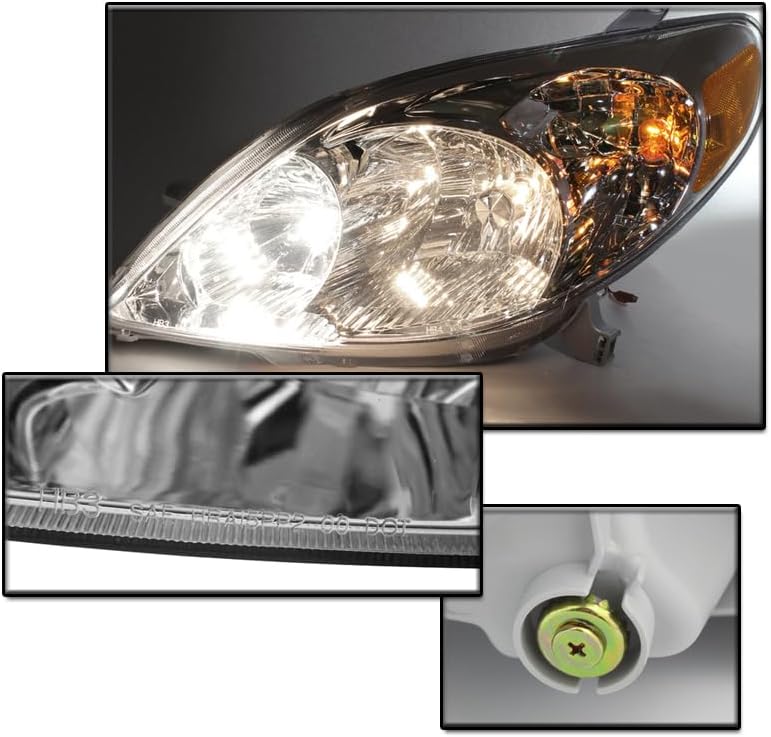 Replacement Chrome Headlights Headlamps Compatible with 2003-2008 Toyota Matrix