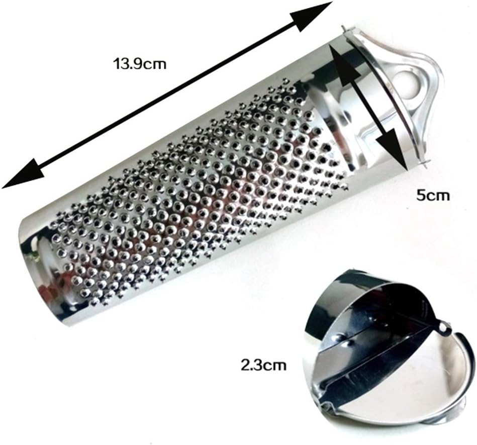 Nutmeg Grater With Storage, Ginger Garlic Kitchen Planer Lemon Hand Held Stainless Steel Nutmeg Grater Nut(silver,size:13.9 * 5 * 2.3 cm)