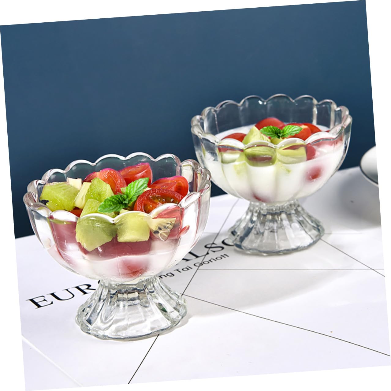 6 pezzi Bicchieri Gelato in Vetro Trasparente Coppe Dessert Resistenti Caldo e Freddo per Gelato Pudding e Frutta Design Elegante e Compatto per Casa Bar e Ristoranti
