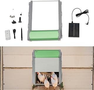 Automatic Chicken Coop Door Solar Powered,Smart Anti-Pinch Aluminum Automatic Chicken Door with Timer and Light Sensor,Range 40M Remote Control Solar Chicken Coop Door,Waterproof