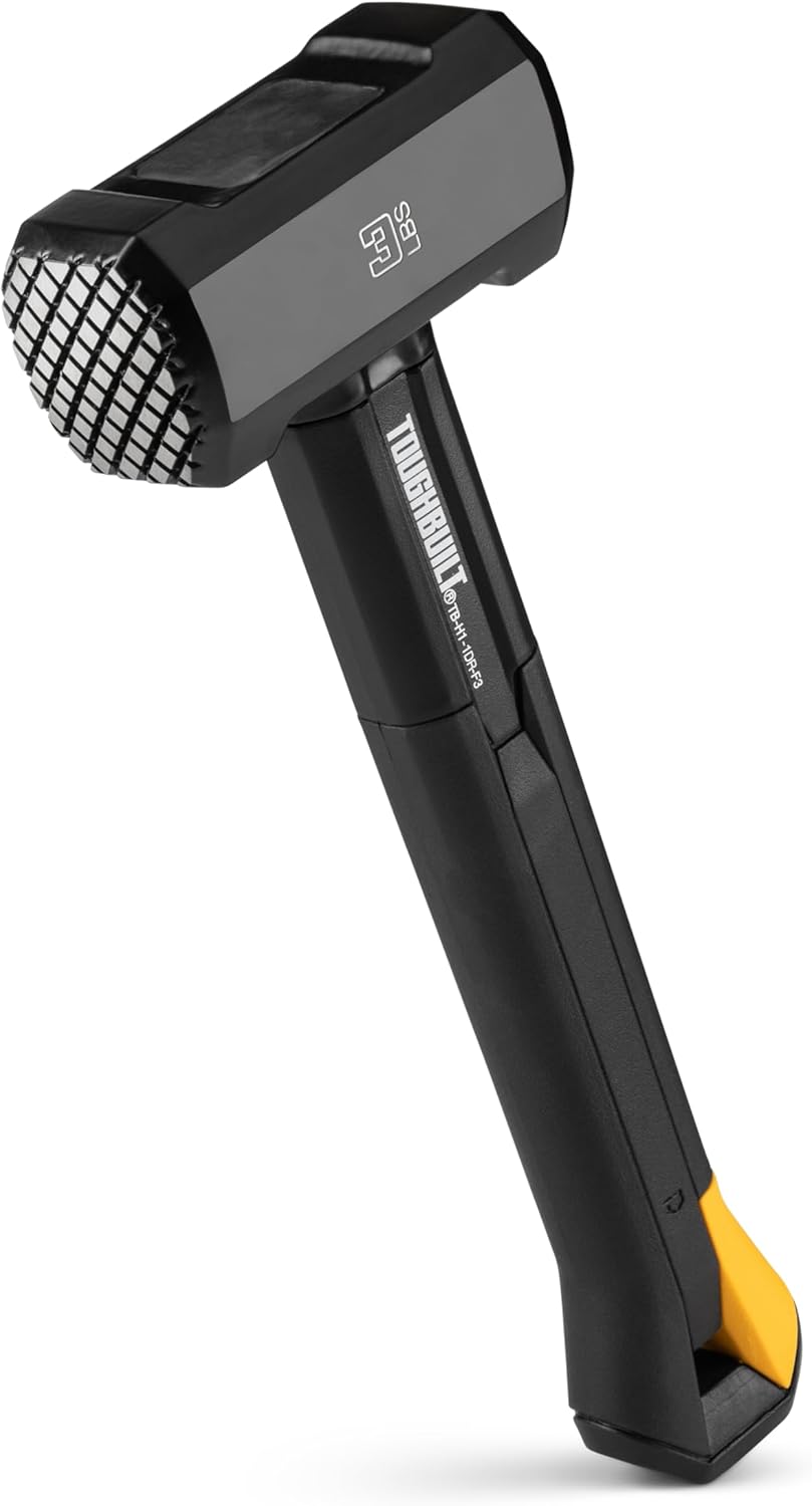 ToughBuilt – 3 lb. Fiberglass Drilling Hammer, Heavy-Duty Mini Sledge Hammer Drop-Forged Steel Head, Shock-Absorbing Fiberglass Handle, Precision Balance, Anti-Vibration Grip (TB-H1-1DR-F3)