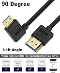 Poyiccot Ultra Thin 8K Mini HDMI to HDMI Cable 1ft, Short Soft Slim 90 Degree Left Angle Mini HDMI Silicone Cable with 8K@60Hz/4K@60Hz/48gbps for Camera, Laptop, HDTV