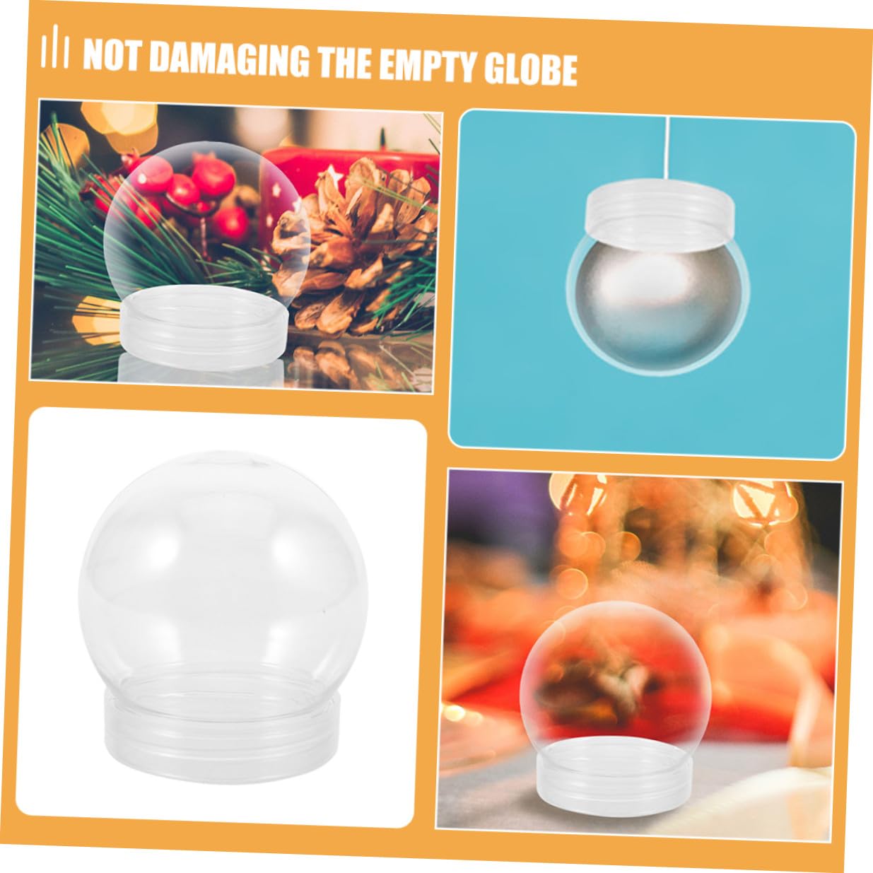 24 Pièces Kit DIY Boule à Neige Transparente Plastique Stable pour Décoration Noël et Bricolage Festive