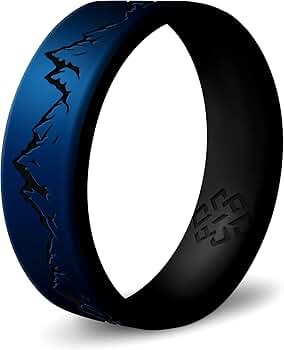 Silicone Ring Men Wedding Band Knot Theory Gold Forest Trees