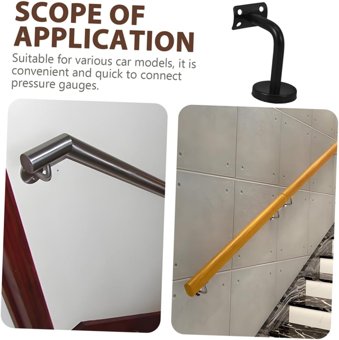 2pcs Stainless Steel Stair Handrail Brackets Heavy Duty Wall Mount Support for Staircases Quick Installation Ergonomic Grip for Home Office