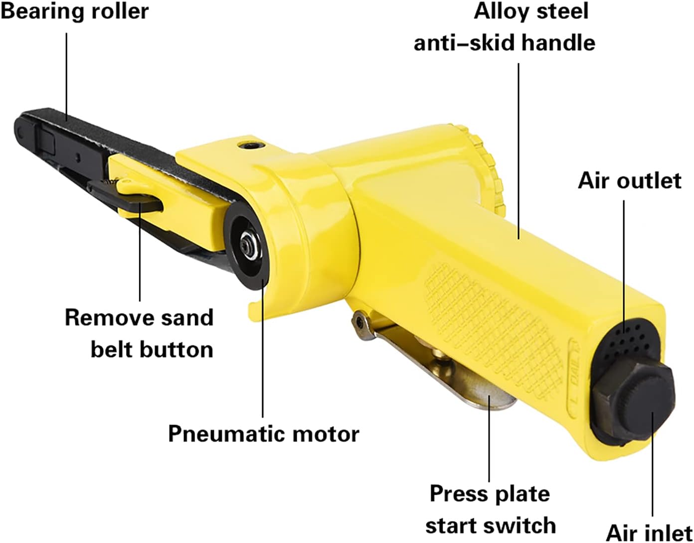 Pneumatic Belt Sander 10 * 330mm/0.4 * 13in, 20 * 520mm/0.8 * 20.5in, Grinding, Polishing, Removal with Ball Bearing Structure for Welding Parts (Small)