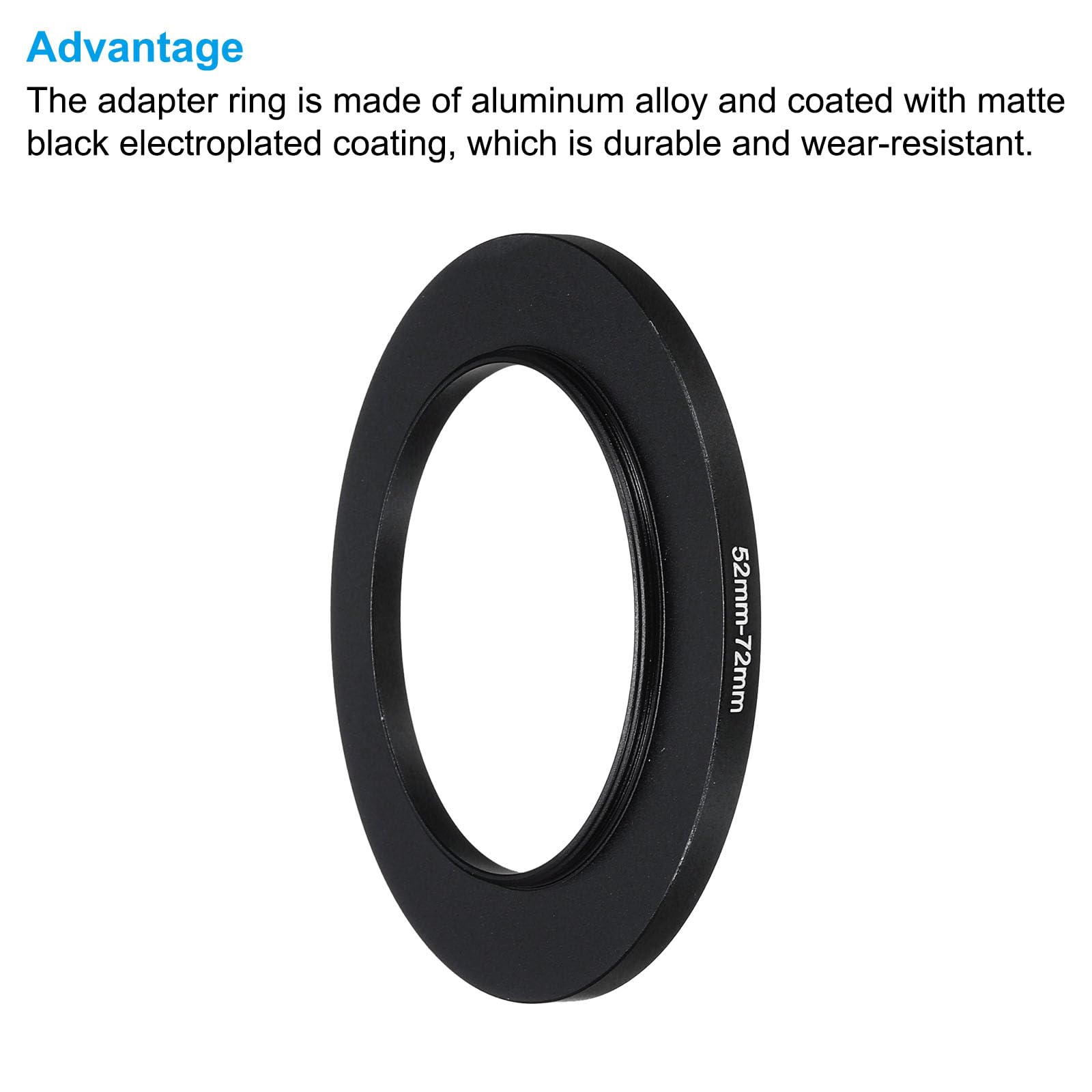 PATIKIL Bague d'adaptation en métal 52-72mm Lot de 2 pour Filtre d'objectif d'appareil Photo Aluminium Noir
