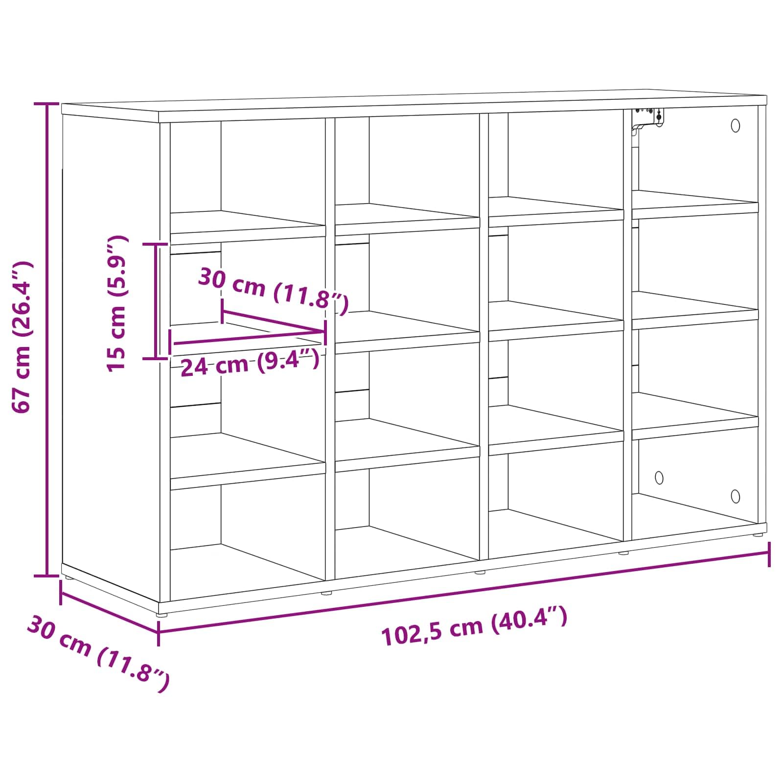 Scarpiera con mensola bianca, 103 x 30 x 67 cm, in legno, scarpiera stretta, con ripiani per corridoio, ingresso, per scarpe da ginnastica e stivali