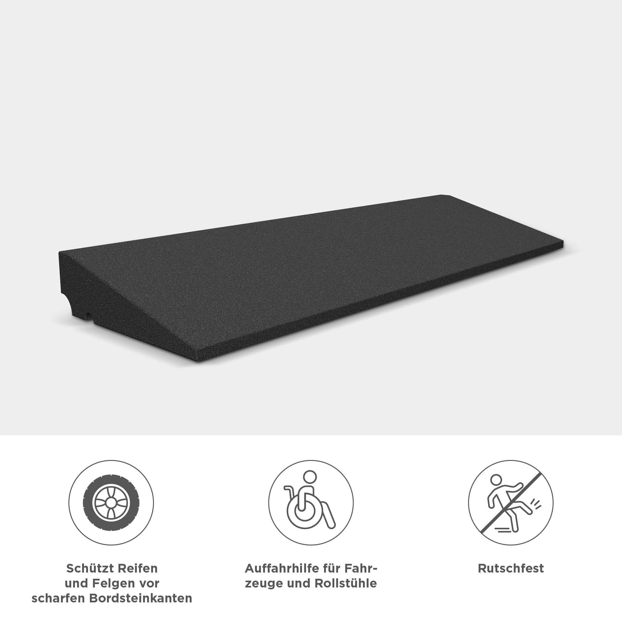 blizz-z Profi-Bordsteinrampe Gummi schwarz Breite 80 cm, Höhe 7 cm, Tiefe 25 cm (1 Stück) | Gummikeil Rollstuhlrampe Auffahrrampe Auffahrkeil Auffahrhilfe Autorampe | Made in Germany