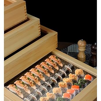Amazon.co.jp: Tufduzo 木製 寿司ボックス 刺身木箱 サーモン木
