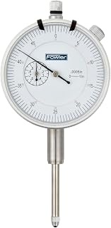 Fowler 52-520-129 AGD Dial Indicator, White Face, 1" Travel, 0.0005" Graduation Interval, Continuous and Balanced Reading, 2.25" Diameter
