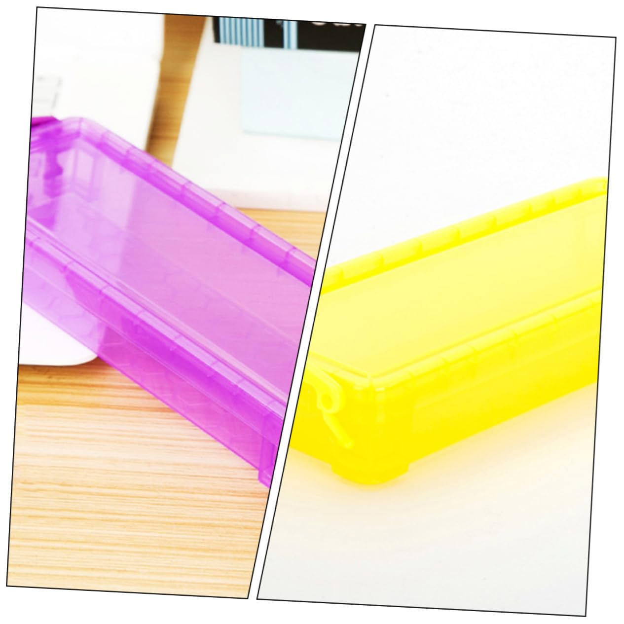 Tofficu 8pezzi Scatola Portapenne Colorati Organizer Compatto Per Cancelleria Scatola Trasparente Per Matite e Piccoli Oggetti Per Ufficio e Scuola