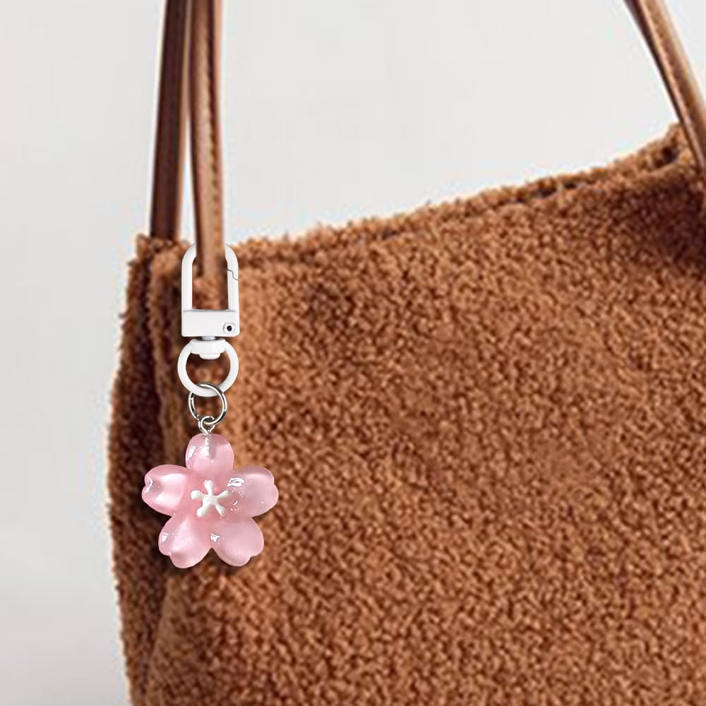 3pcs Flower Keychain,Cute Keychains for Women,Flower Key Chain Charms,Aesthetic Keychain Accessories,Floral Keychain Womens Keychain for Purse Bag Backpack Handbags Pendant Decor (Pink and Blue) - Image 5