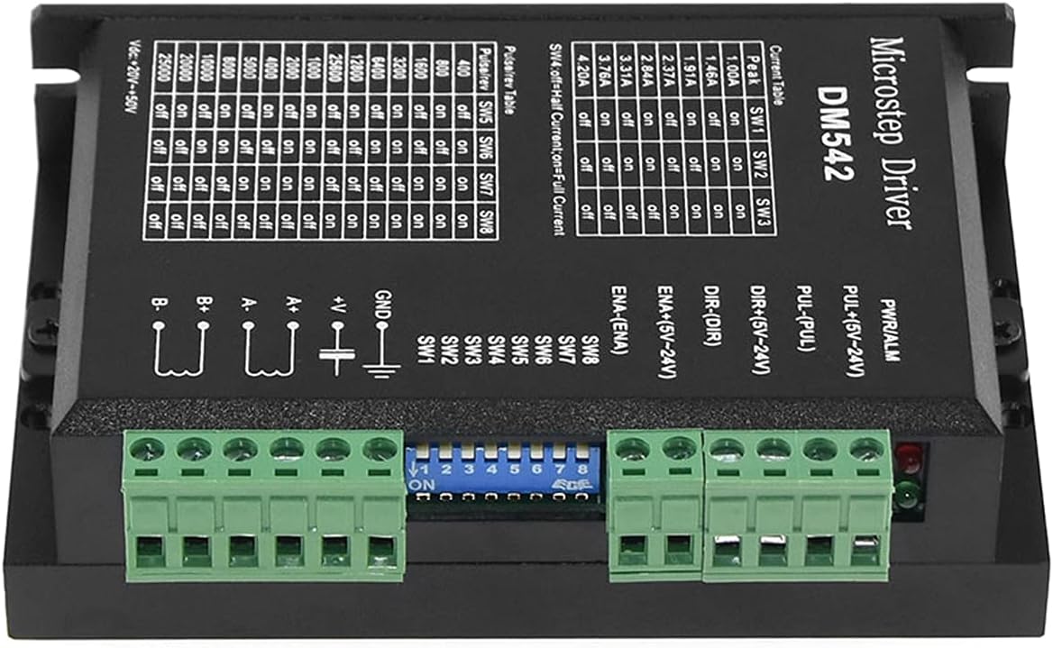 CNC Digital Microstep Driver DM542 - 2-Phase Digital Stepper Motor Controller, 20-50V DC Max 4.2A for Nema 17, 23 and 34 Series Motors, Replaces M542, M542H