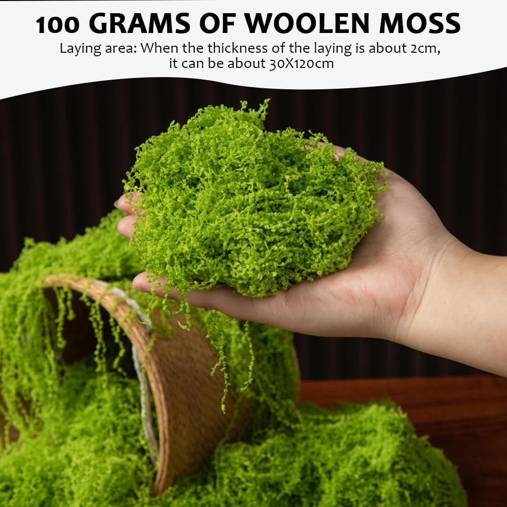 JOYOLA Muschio Artificiale 100g – Verde Realistico, Per Decorazioni Fai Da Te, Ghirlande, Acquari, Matrimoni