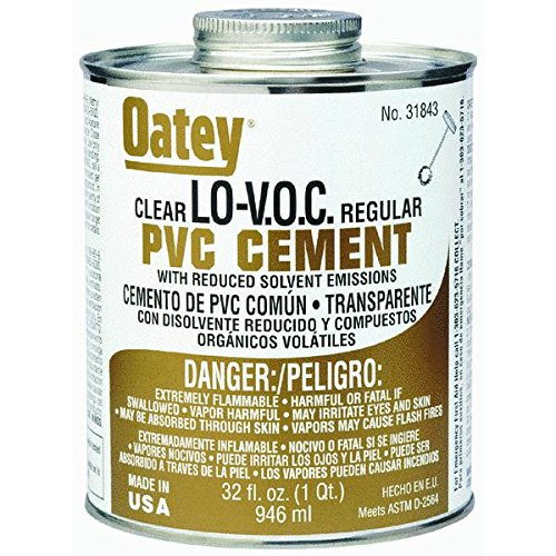 Oatey 31843 LOVOC PVC Regular Bodied Cement, 32 oz Can, Clear (Case of