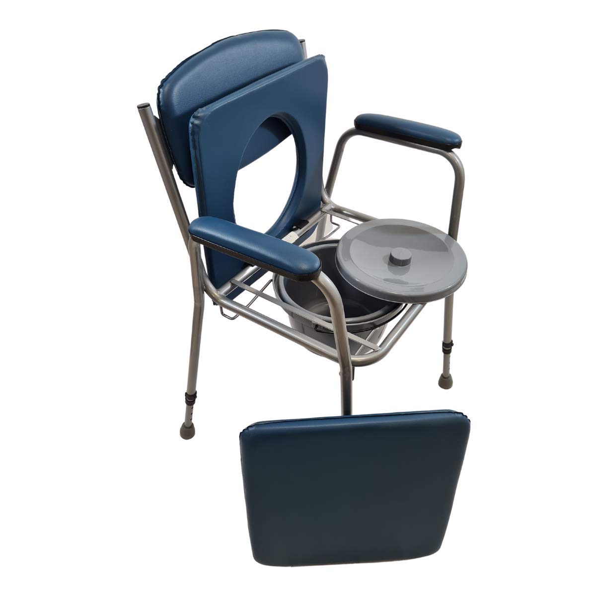 Sedia wc per Anziani disabili, Sedia wc portatile, rialzo wc - Sedia Doccia, con Struttura in Acciaio e Regolabile in Altezza.