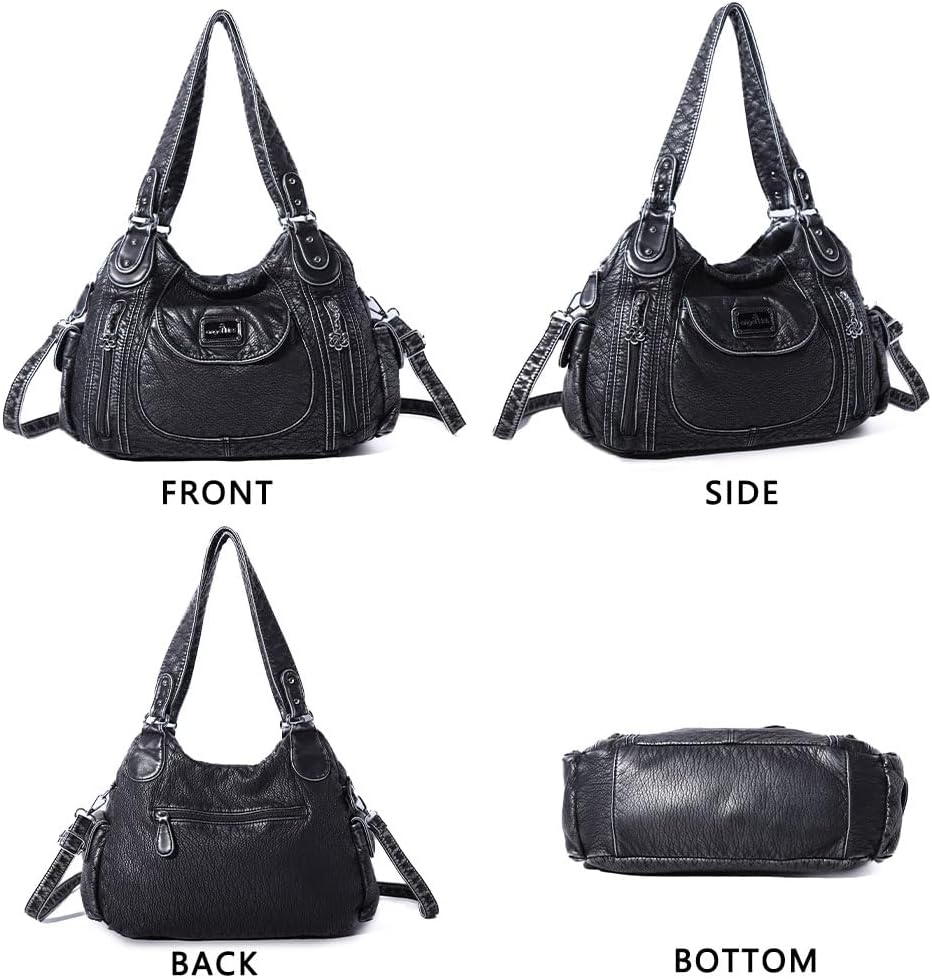 Angel Kiss Purses for Women, Large Shoulder Bag Hobo Tote Purse Mutipocket Faux Leather Satchel Hobo Purse - Image 8