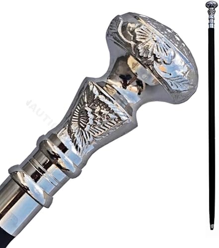 Bastón de madera con perilla victoriana, mango de latón, estilo victoriano, cabeza vintage sólida, bastón hecho a mano, latón, 36 pulgadas, hombres