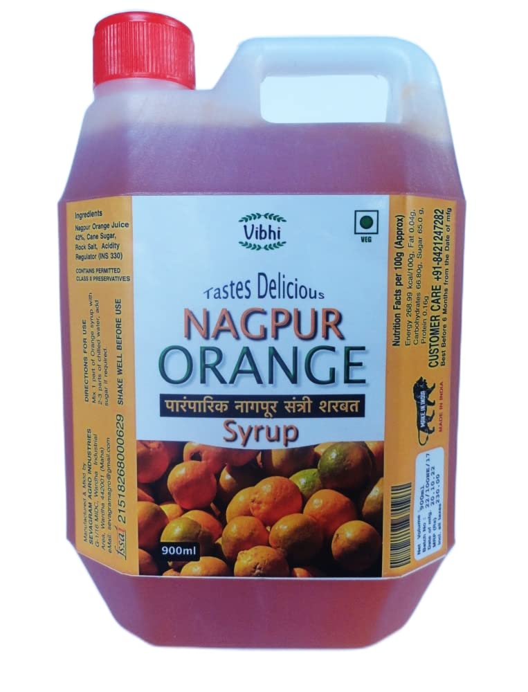 Vibhi Nagpur Orange Syrup | Orange Sharbat | 1000Ml (Nagpur Orange), Liquid