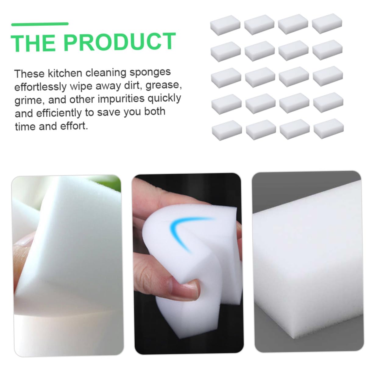20 pièces Lot de Éponges de Nettoyage Multi-usages pour Cuisine et Salle de Bain Éponges Récurantes Blanches Non Abrasives Outils Écologiques pour Vaisselle et Surfaces Délicates