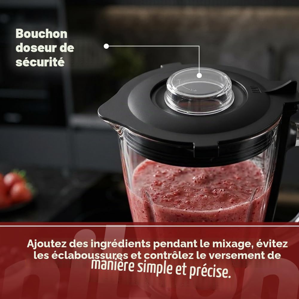 Mixeur Nutritionnel, 1200 W, Puissance Maximale, Capacité 1,5 L, 9 Vitesses, Affichage LED Manuel, Broyage, Mélange et Hache Glace, Fonction Turbo, NTB1200DX, Câble 80 cm, Inox