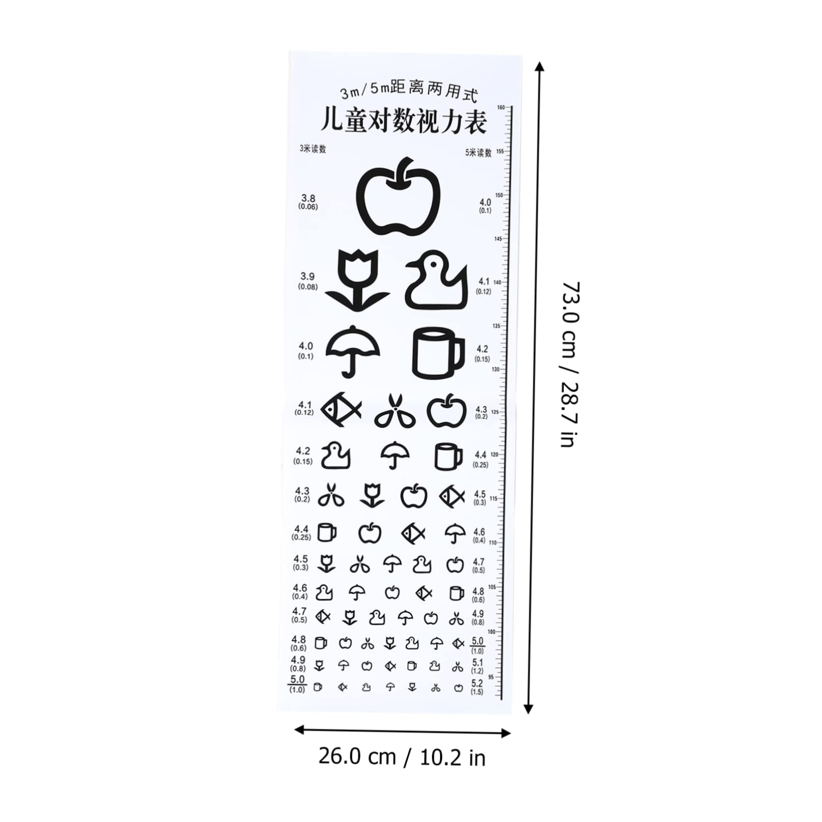 FUNOMOCYA Standard Eye Chart Wall Poster Waterproof PVC Preschool Visual Test Chart Exam for Boys and Girls