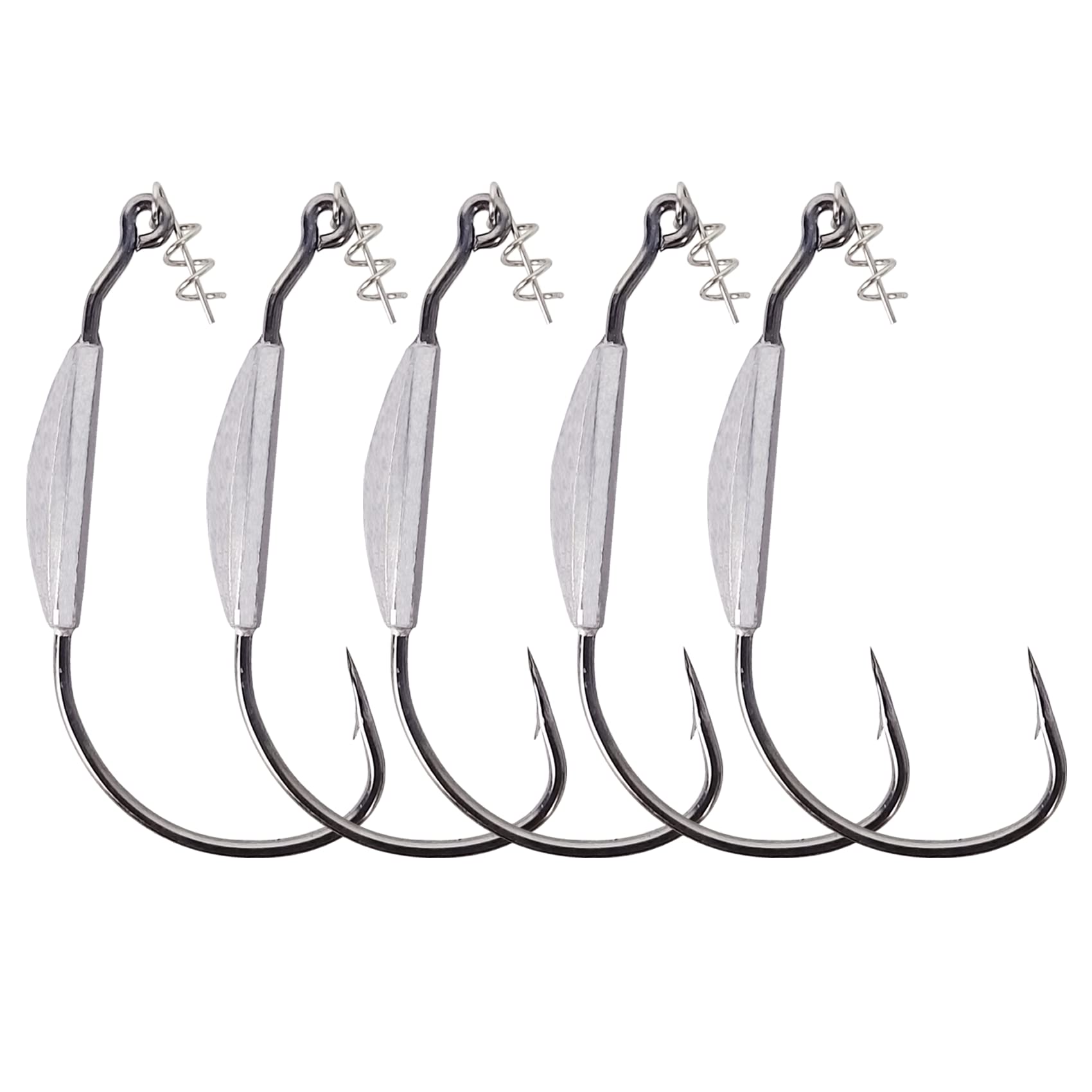 Eupheng 3/0 4/0 5/0 Weighted Swimbait Hooks, Weedless Weighted Hooks with Twistlock for Bass Fishing 5 Pack