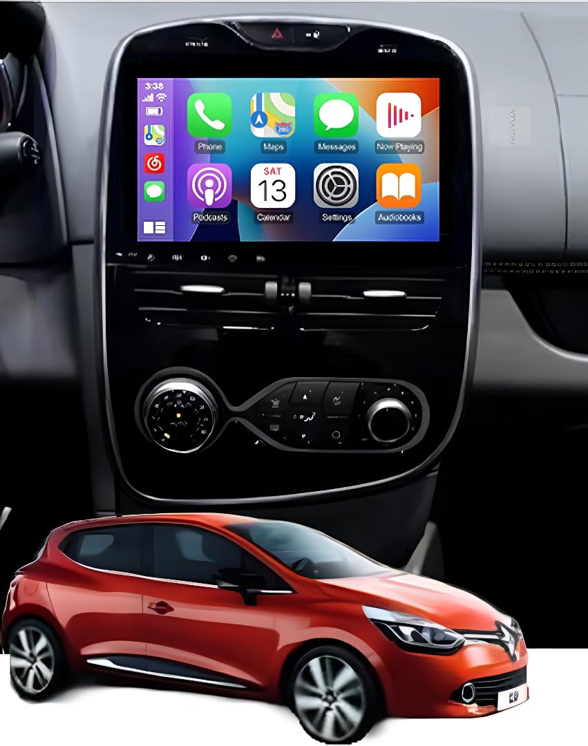 Autoradio Android 14 - Renault Clio 2013-2020 HD Apple CarPlay et Android Auto - Écran Tactile 10,1 Pouces CarPlay, système multimédia | Wi-FI, RDS, DSP (T2 (2/32) Quad Core Dab+)
