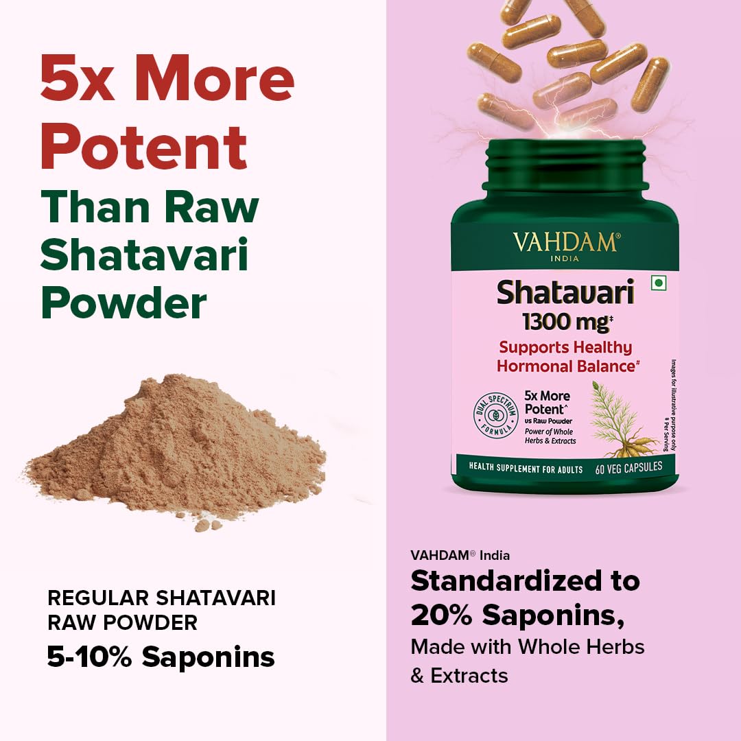 VAHDAM Shatavari Capsules | Menopause, Lactation, Postnatal Recovery & Hormonal Balance | 5X More Potent than Regular Powder | Dual Spectrum Formula | Vegan, Gluten-Free | 60 Veg Capsules 3