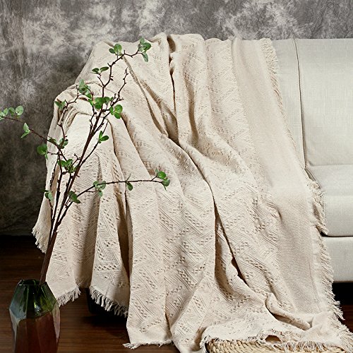 ele ELEOPTION Coperta da Tiro in Ciniglia, Nappe Jacquard Coperta da Tiro Coprisedile per Divano Decorativo Divano da Letto Sedia Morbida, Motivo Tribale Popolare (150 x 190 CM, Blu