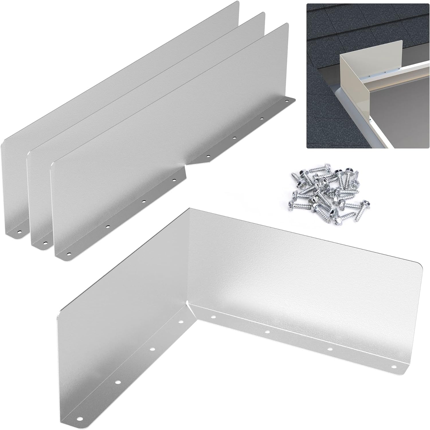 4 Pcs Gutter Valley Splash Guards - Rain Gutter Valley Roofing Gutter Guards - Diverter Roof Rain Diverter for House Shingle Roofs Corner