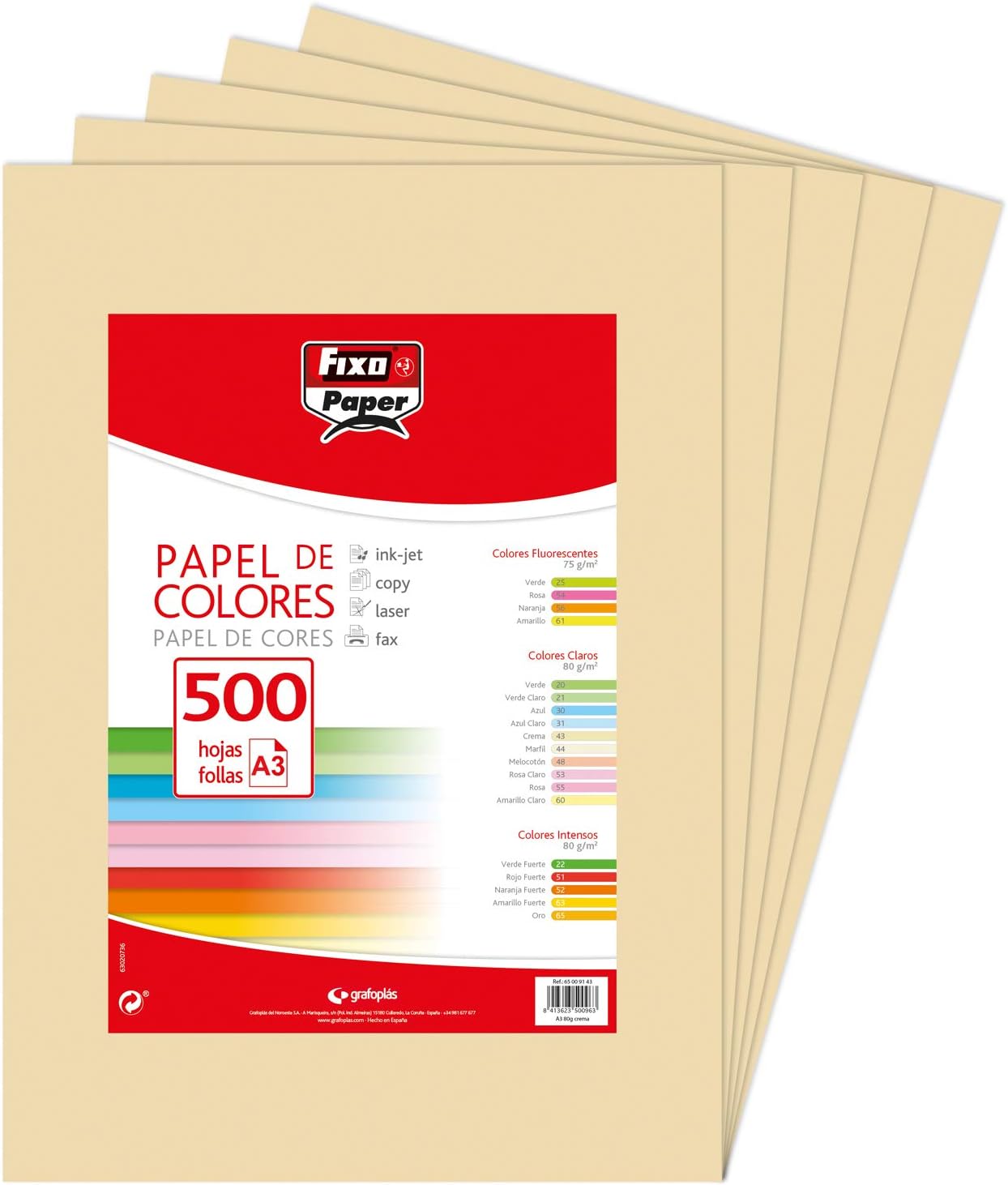 Fixo Sheets 80g, Paper, Peach A3