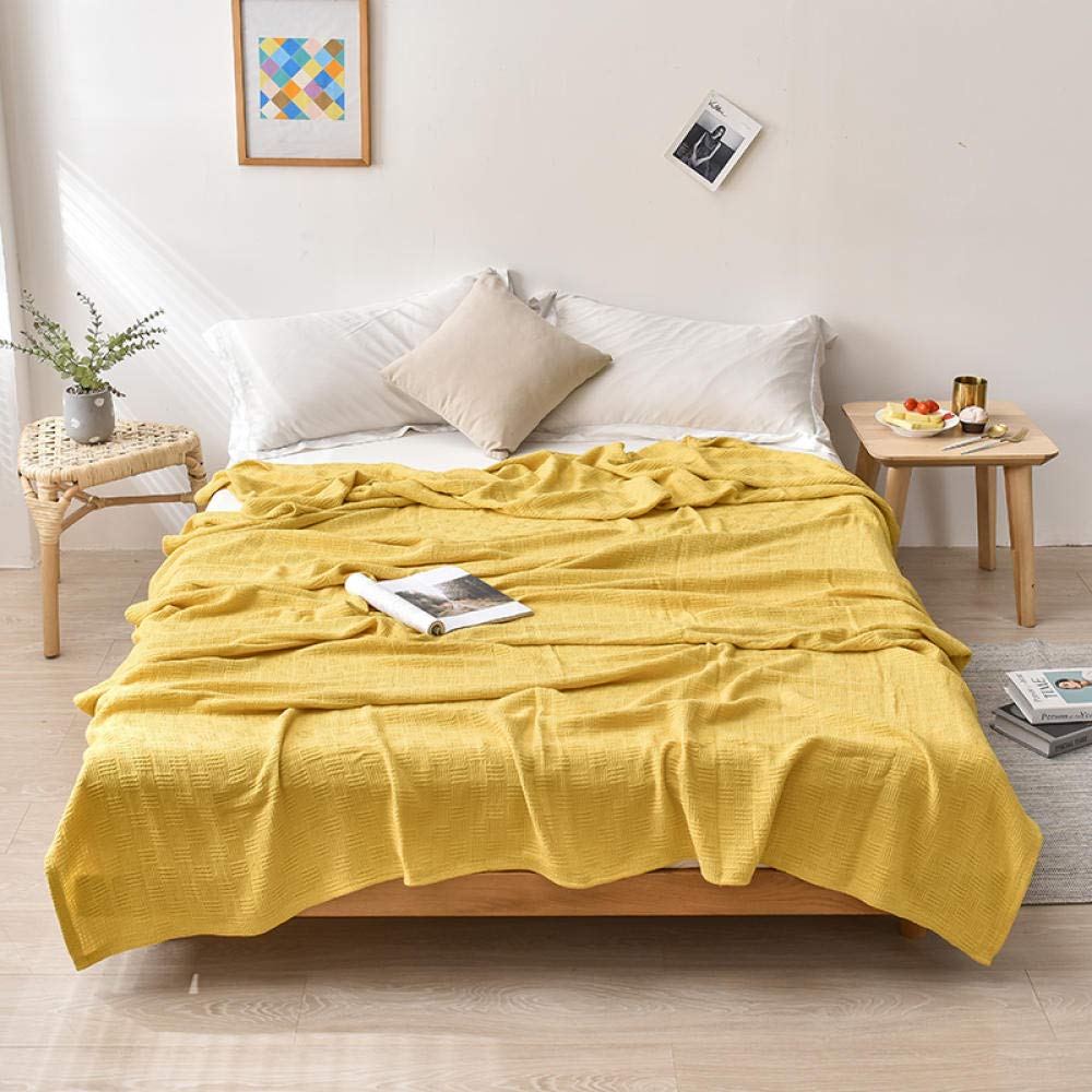 Manta de algodón suave para bebé, manta versátil para chal, funda de sofá de color sólido, protector de cojín todo incluido para guardería y hogar, cúrcuma, 180 x 270 cm