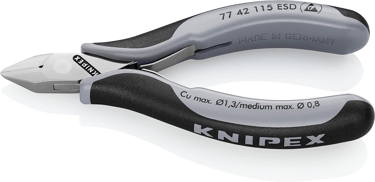 Knipex Multi Color Electronics Diagonal Cutters Esd With Box Joint With Multi-Component Handles 115 Mm, 77 42 115 Esd