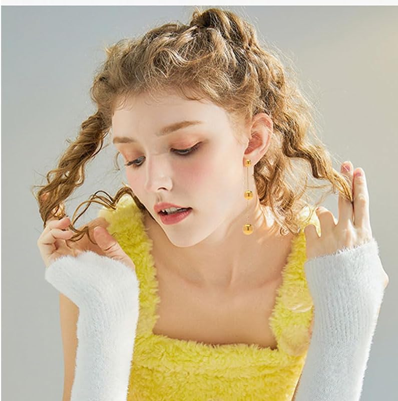 ONLYJUMP Silver Ball Dangle Drop Earrings for Women Minimalist Geometric Linear Long Thin Earrings Lightweight Tassel Chain Long Threader Drop Dangle Earring Mother's Day Jewelry Gifts - Image 4