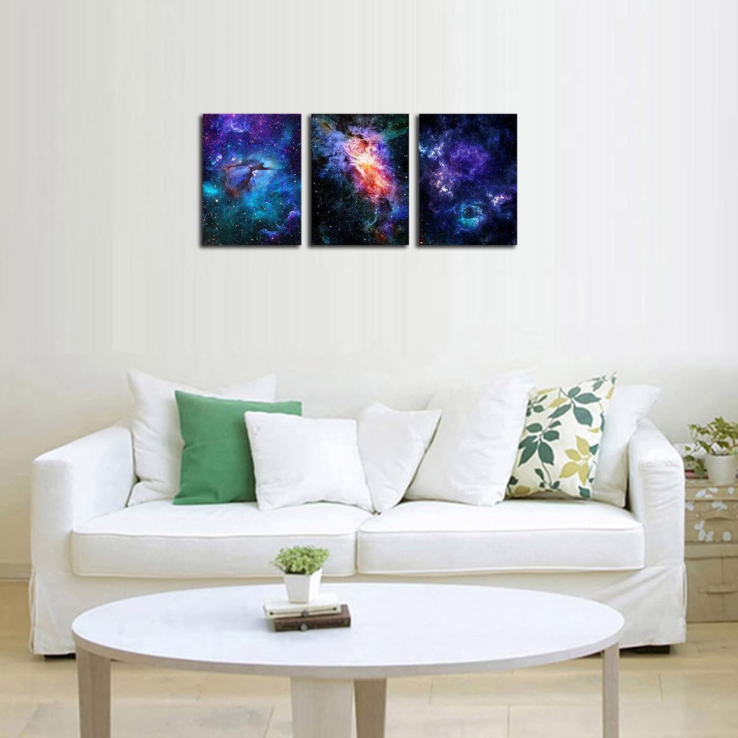 arteWOODS Canvas Wall Art Outer Space Pictures Fantastic Starry Painting Artwork Galaxy Nebula Canvas Prints for Bedroom Bathroom Living Room Kicthen Office Home Wall Decor 12" x 16" x 3 Panels