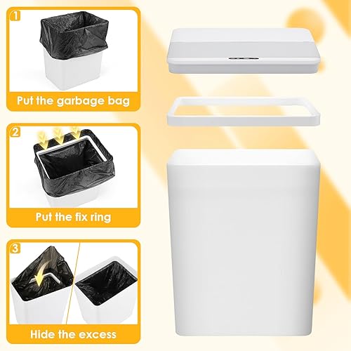 Miniatura 3 de Paquete de 3 botes de basura automáticos sin contacto, cubo de basura con sensor de movimiento de baño de 2.5 galones con tapa, cubo de basura