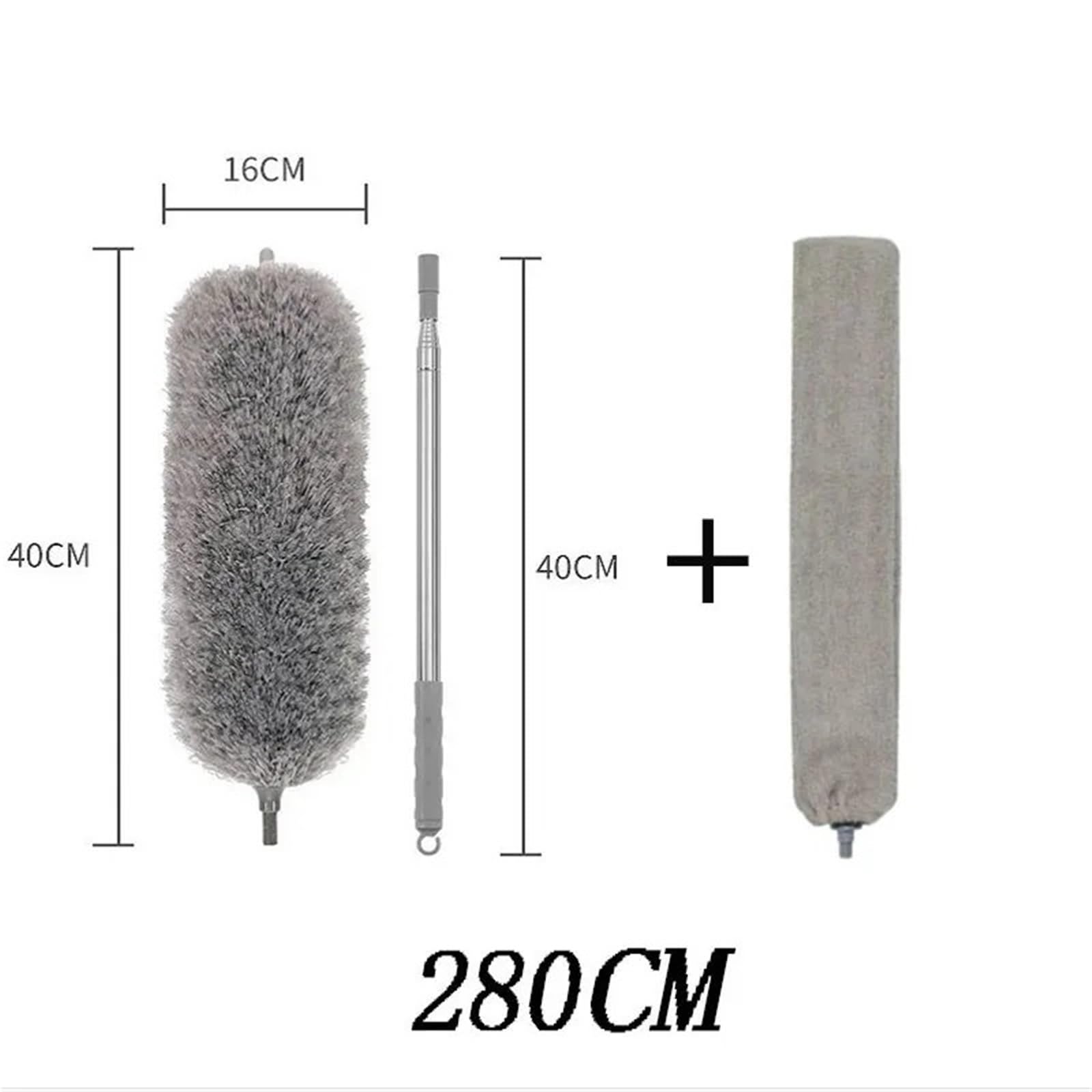 Plumero Atrapapolvo Hogar telescópico Microfibra Gap Duster Mango Largo fregona Muebles de Coche Herramienta Limpieza(Gray-280-Set1)