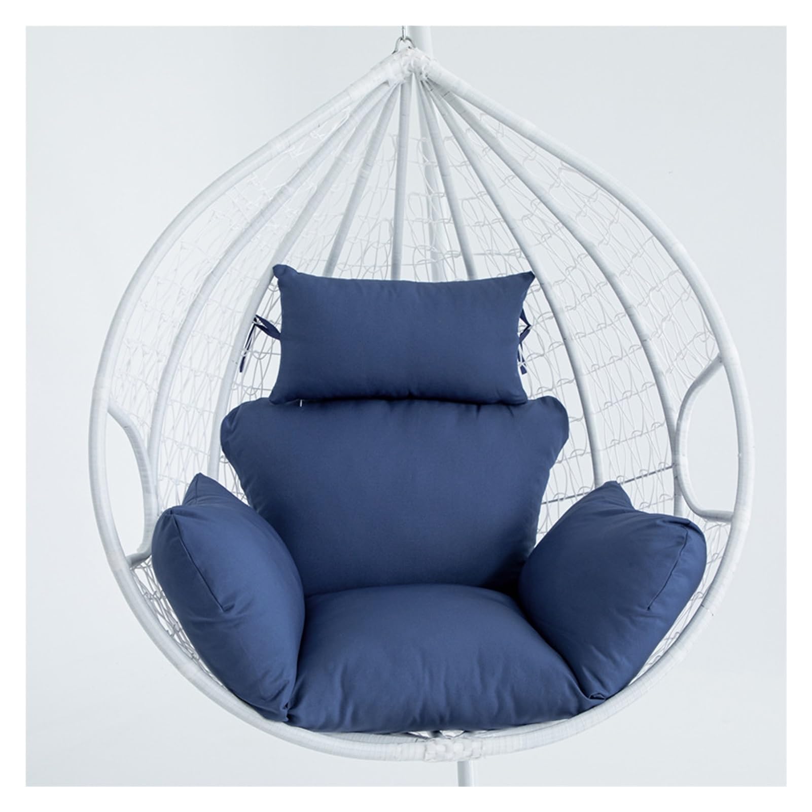 Meiiron Simple Egg Chair Swing Cushion, Seat Cushion Only, Hanging Chair Cushion Replacement Pad with Pillow for Outdoor Indoor Egg Hanging Basket Chair(Blue)