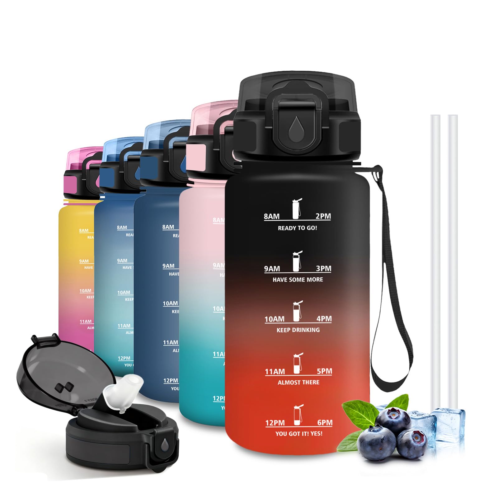 Grsta Water Bottle, 500 ml, Girls Water Bottles with Straw