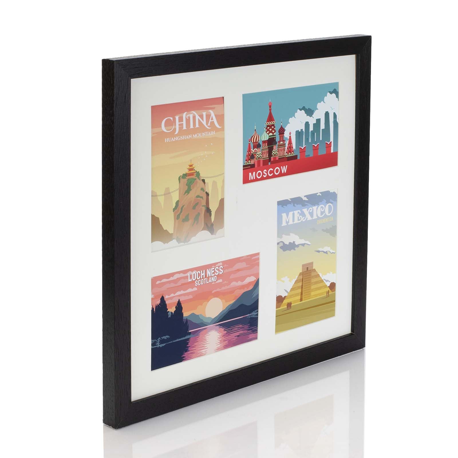 Boldon Framing Black Multi Aperture Photo Picture Frames Holds 2, 3 Or 4 Photos Various Sizes And Colours-15X15 To Fit 4 7X5 Photos