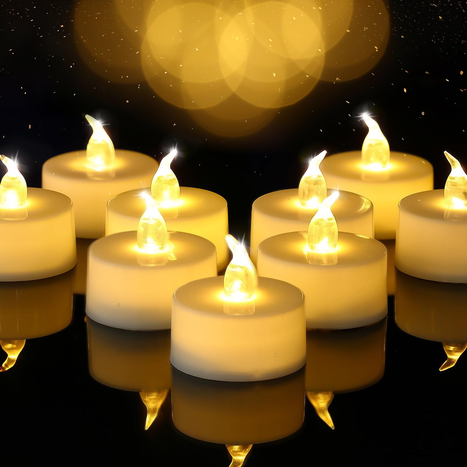 Edsjegn 15Pcs LED Tea Lights Candles,Tea Lights Candles Battery Operated Electric Flameless Led Candles Battery Power for Christmas,Halloween,Wedding,Parties,Birthdays,Dining Table Decor