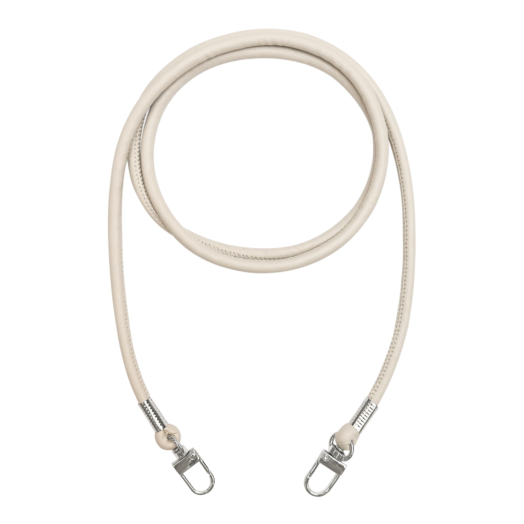 Cream Beige PU Woven Crossbody Strap 120cm, Silver Hardware Replacement Bag Strap