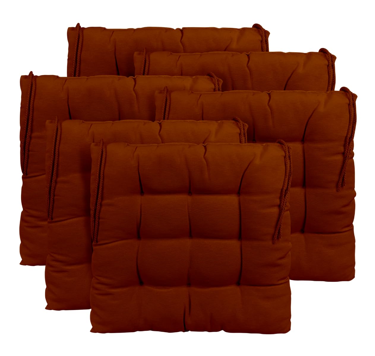 CHELY INTERMARKET Cojines Silla 40x40x7,5cm Pack 6 Unidades Relleno Mullido Marrón 9 Pespuntes Acolchado Exterior Interior Decorativos Suaves Estables Lavables Terraza Jardín