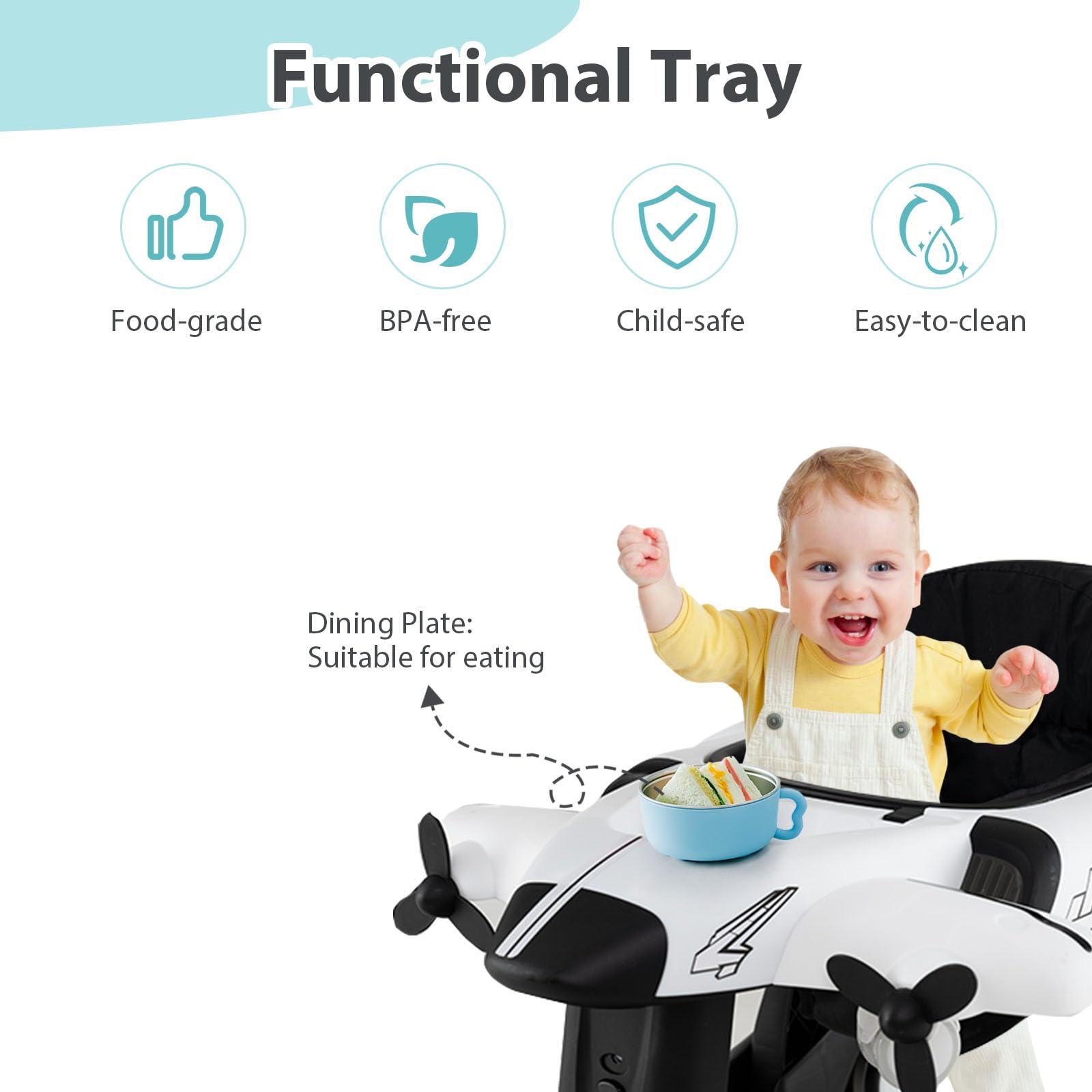 LIFEZEAL Girello per Neonati e Bambini 6-18Mesi, Primi Passi, Baby Walker, con Scatola Musicale, Vassoio per Mangiare, Ruote Silenziose, Altezza, Velocità Regolabili, Pieghevole, Trasformabile, Bianco
