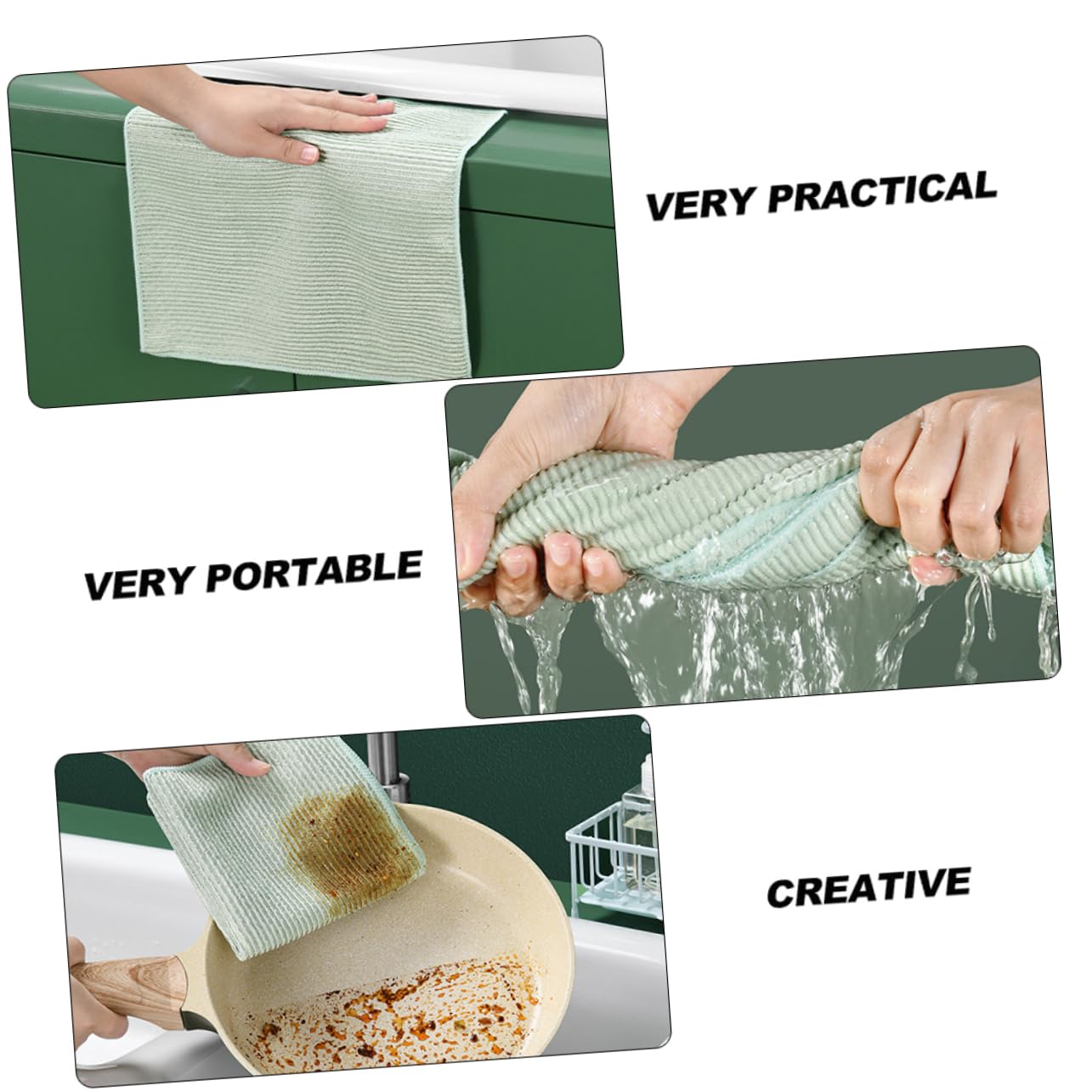 SHERCHPRY 3 Series Paquete De Paños De Cocina De Microfibra Verde Toallas De Limpieza para Utensilios Y Alta Absorción Y Poder De Limpieza para Cocina 5 Piezas X 3